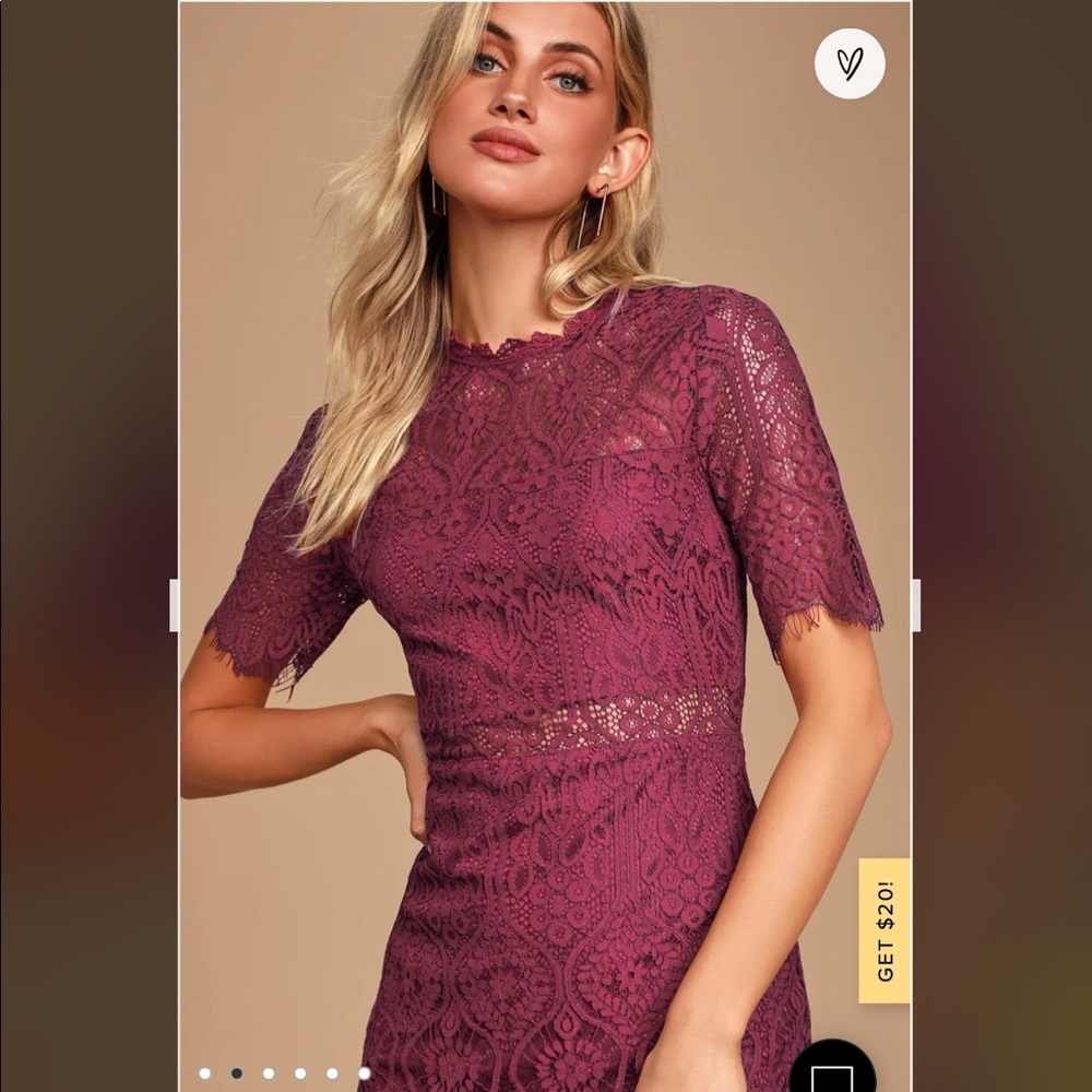 Lulu’s Remarkable Burgundy Lace Dress Size Medium - Picture 2 of 15